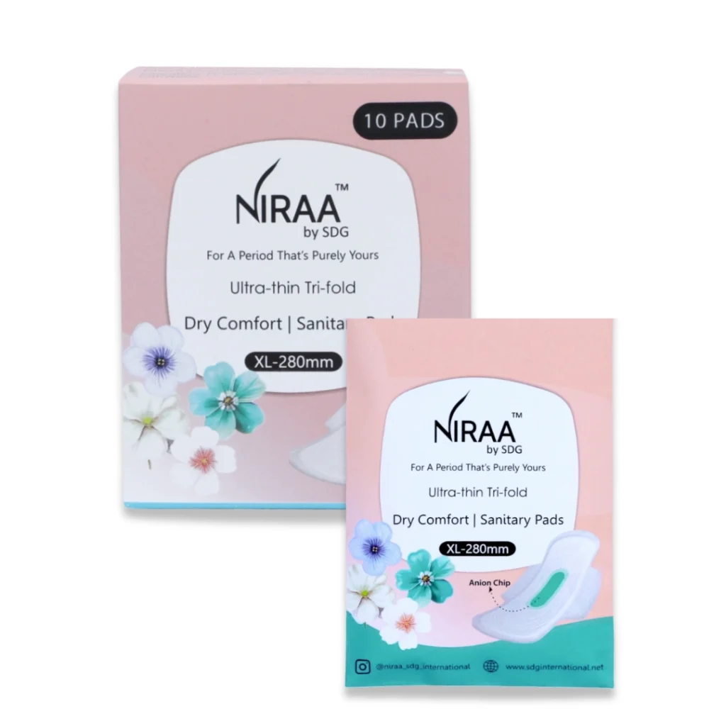 Combo (12 Pads) - Travel Pouch (2 Pads) + Ultra-Thin Tri-Fold Sanitary Pads with Anion Chip (10 Pads) | Size – XL (280mm)