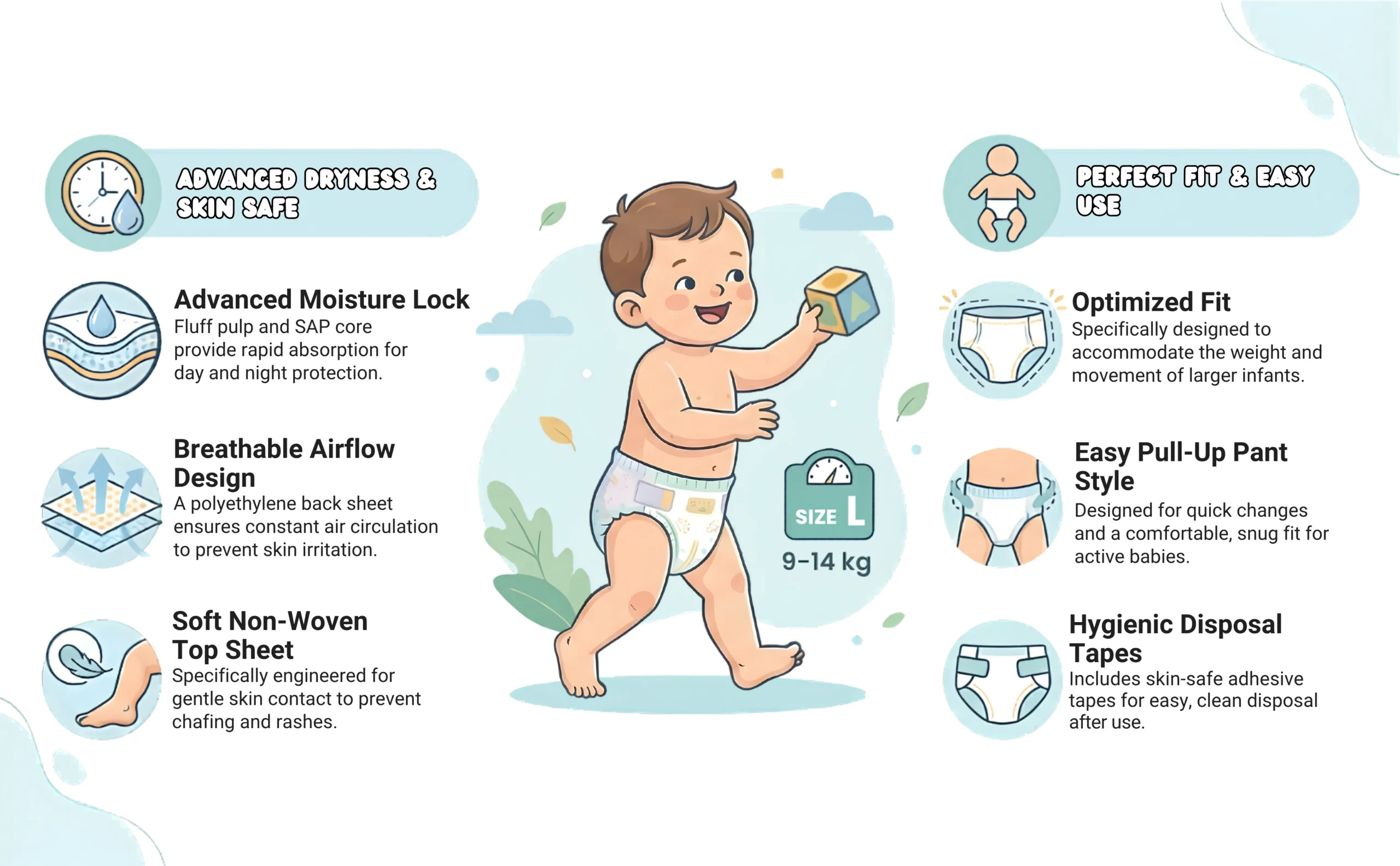 benefits of niraa premium baby diaper l size