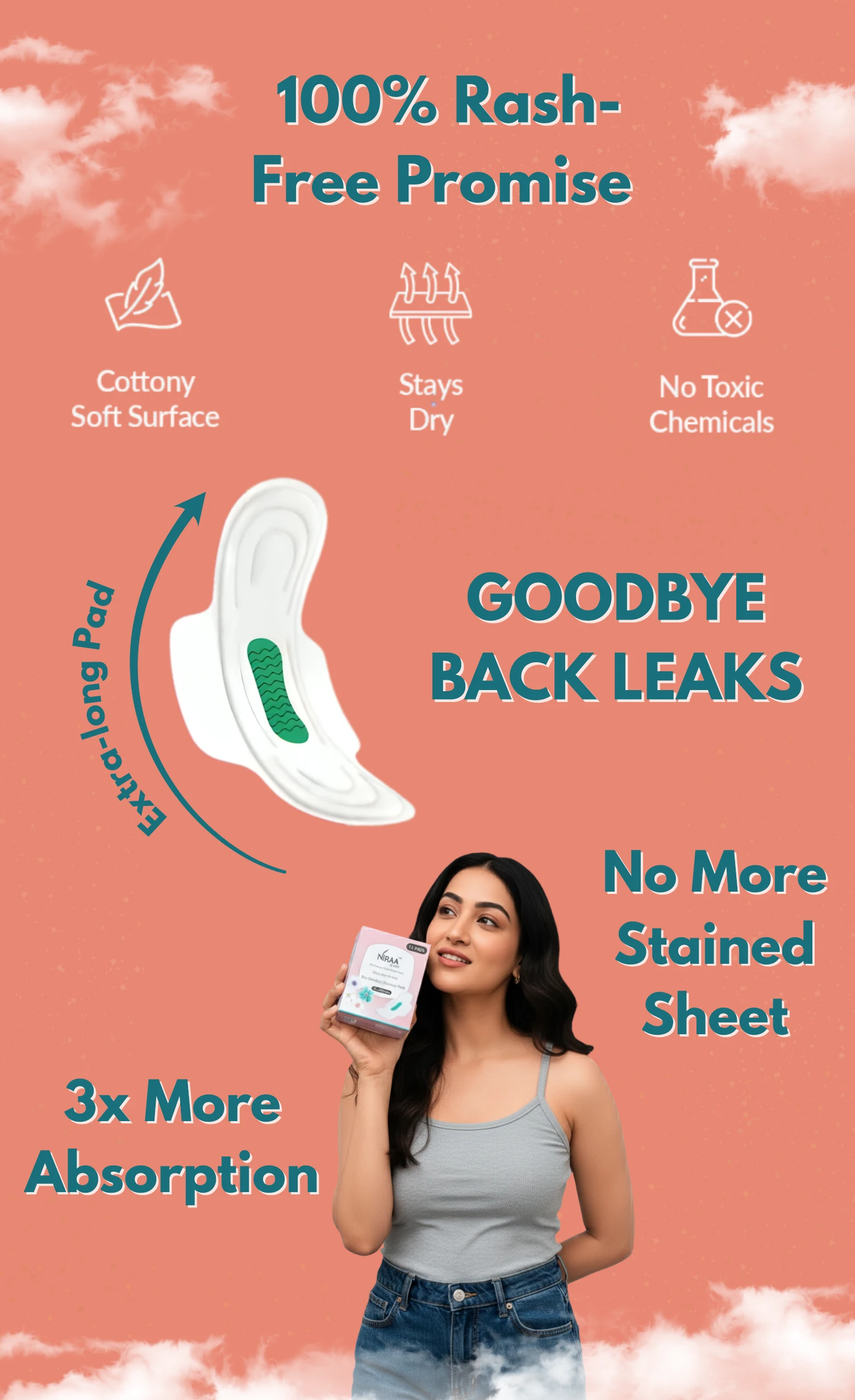 feature of niraa ultra-thin sanitary pads