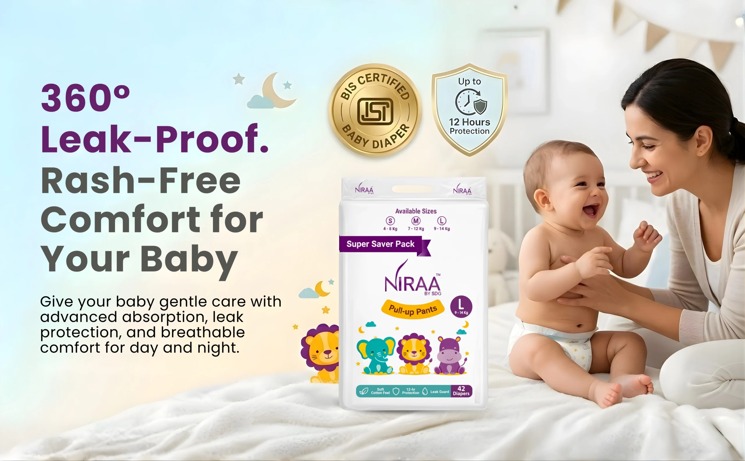 hero banner of a+ content baby diaper l size