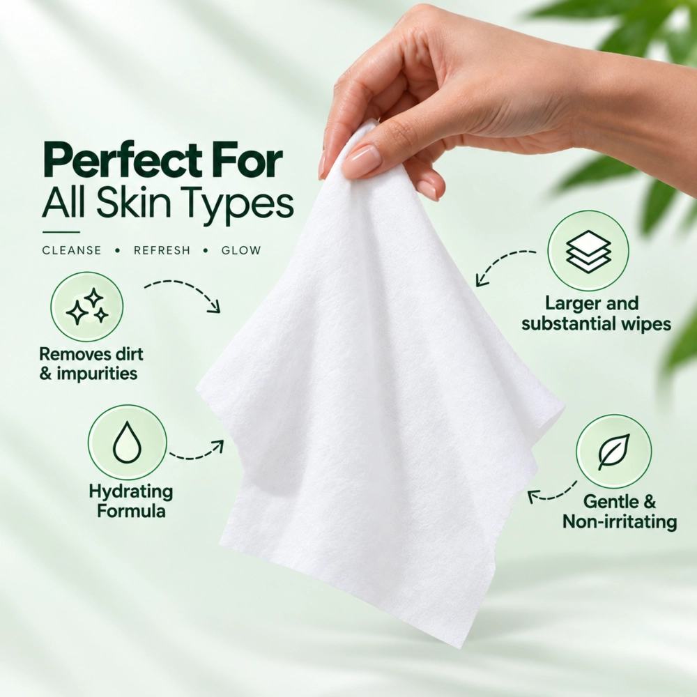 Premium Korean Glow Face Wipes With Rice Water, Cica, Niacinamide & Cucumber Extract - Image 4